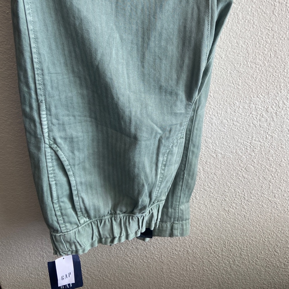 Green straight pant Gap linen striped